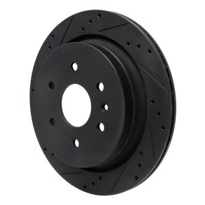 Cadillac XTS Brake Rotor (1) - Rear Left - R1 Concepts - Drilled & Slotted - Black - `13-`19